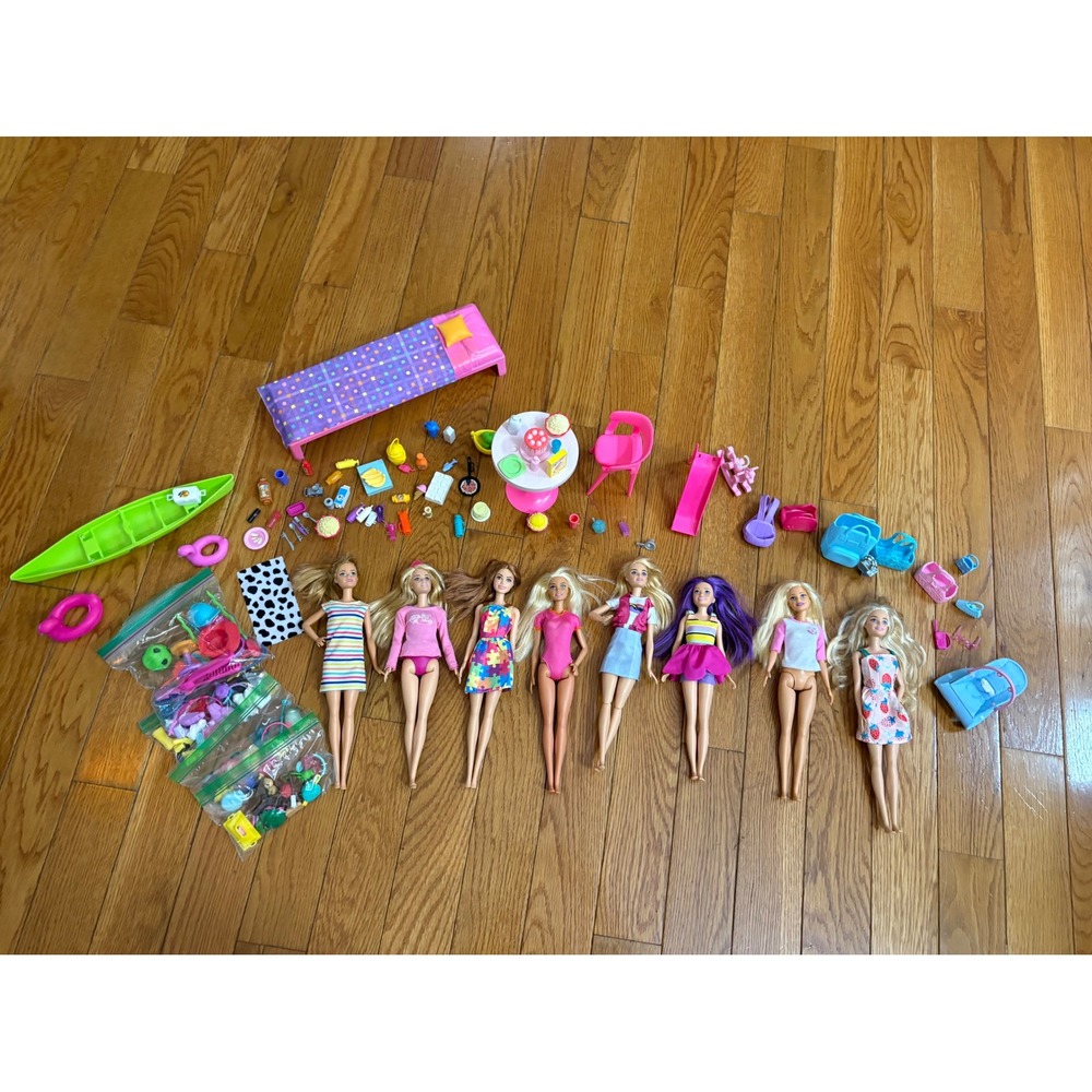 Bundle over 200 pieces Mattel Barbie Doll  Furniture Canoe Accessories Clothing